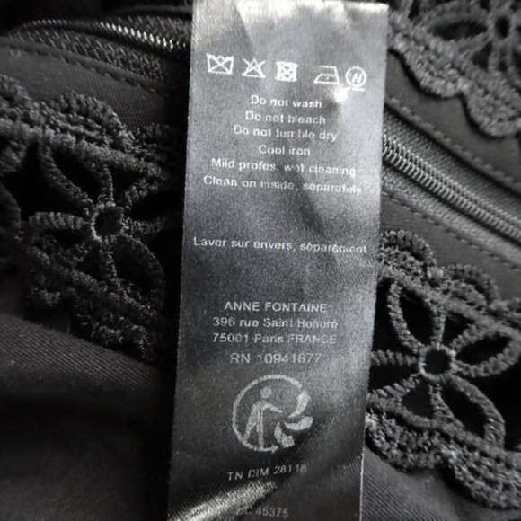 Anne Fontaine Top Zip Front Floral Daisy Cutouts Detachable Collar Stretch 40 M - Picture 13 of 14